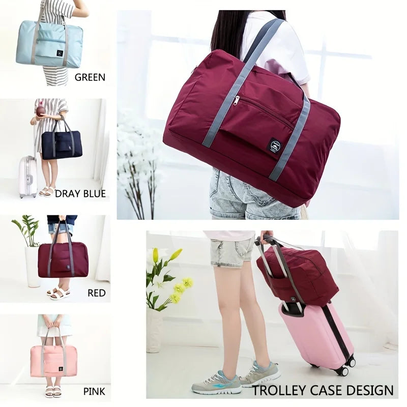 Foldable Travel Duffel Bag — Lightweight 25L Weekender with Trolley Sleeve