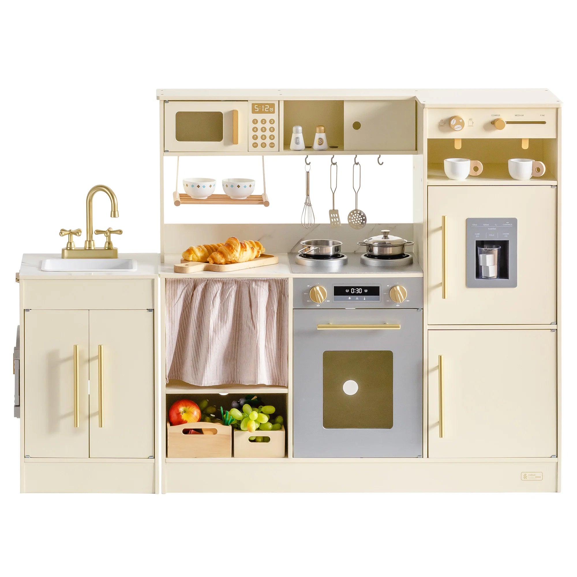 Robud Wooden Play Kitchen Set — L-Shaped Pretend Play Station