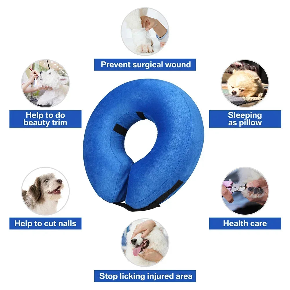 Inflatable Pet Recovery Collar — Soft Protective Cone for Dogs and Cats