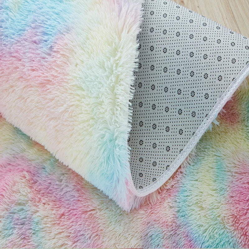 FORSWAN Rainbow Kids Area Rug — Soft Colorful Bedroom Floor Mat