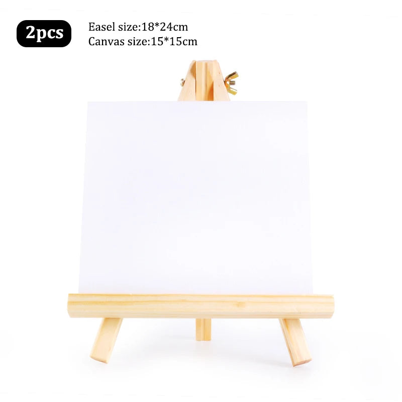 Mini Wooden Easel and Canvas Set — Portable Desktop Art Kit for Painting