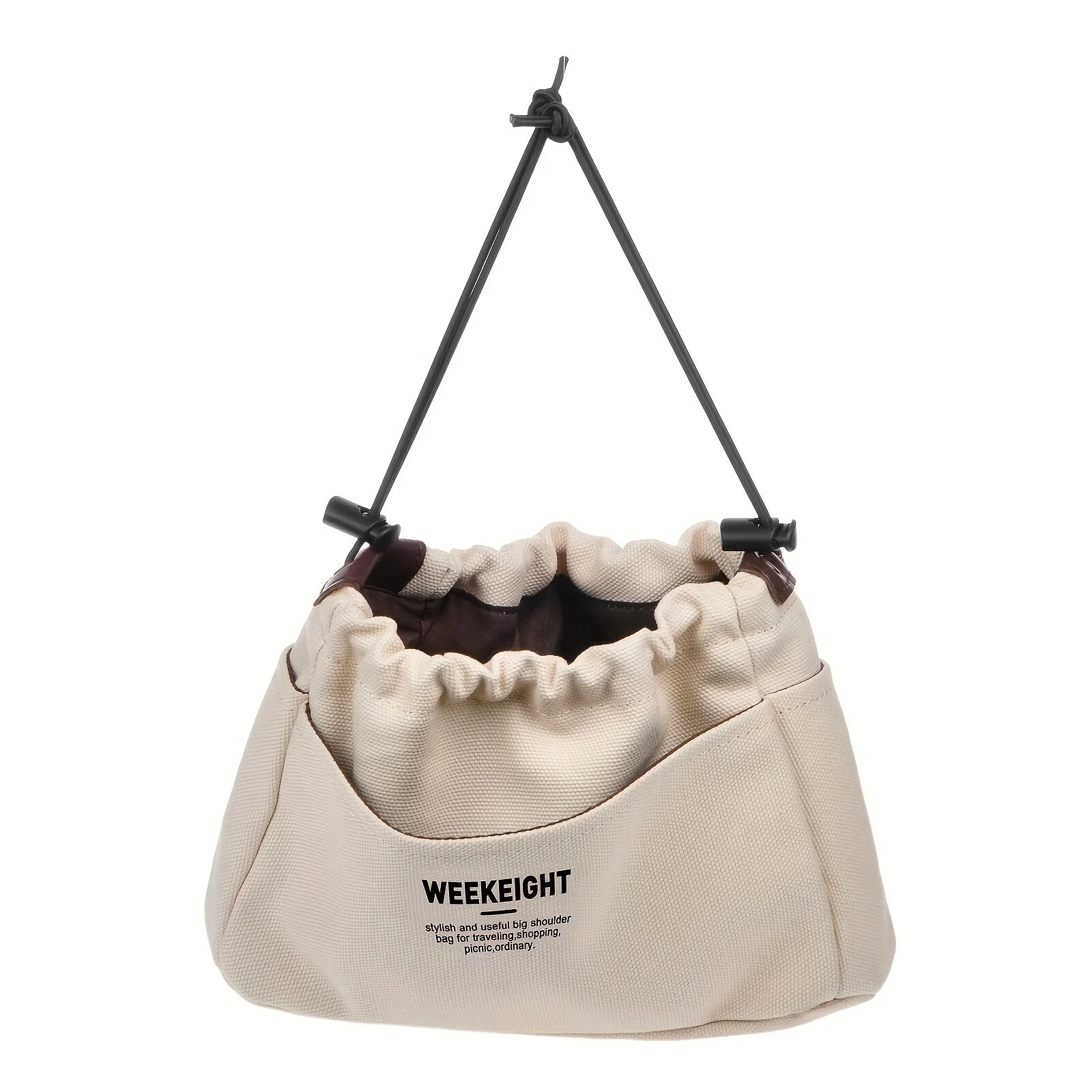 Canvas Drawstring Storage Bag — Multi-Pocket Portable Organizer