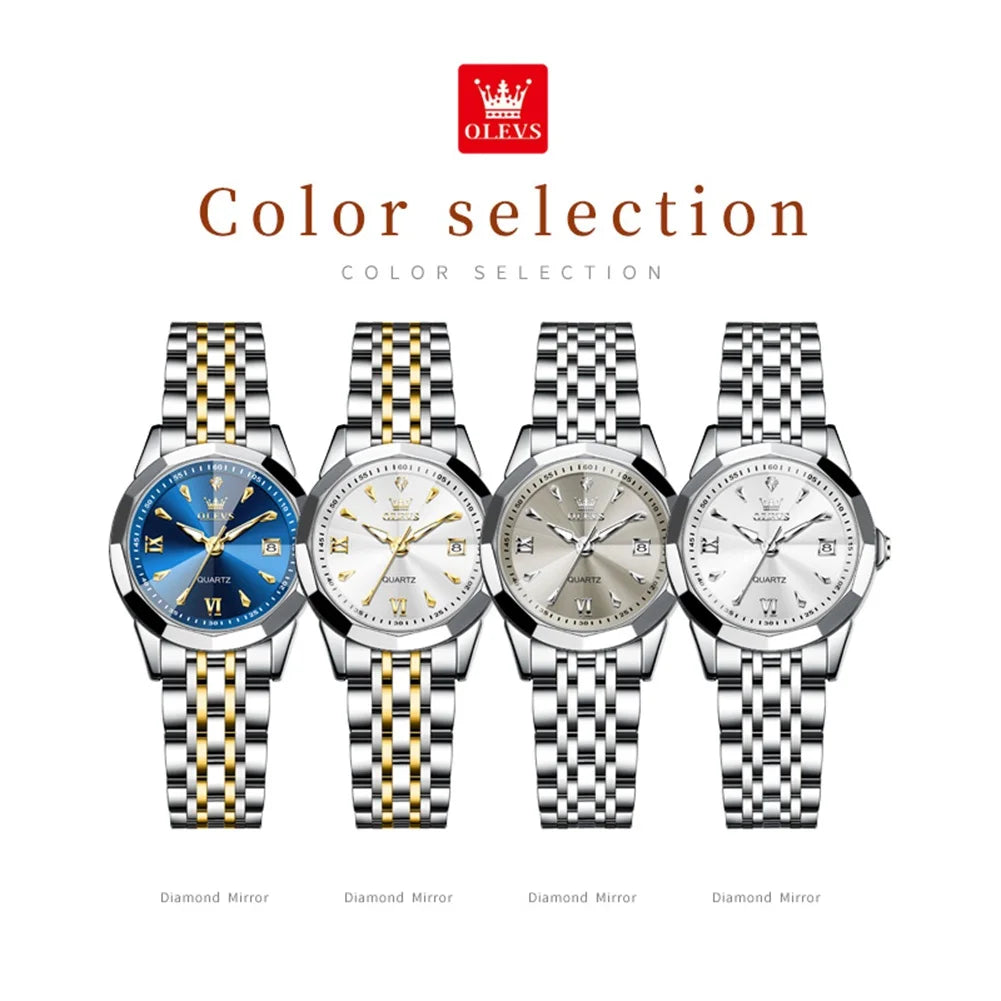 OLEVS 9998 Luxury Women's Watch — Waterproof Quartz with Calendar Window