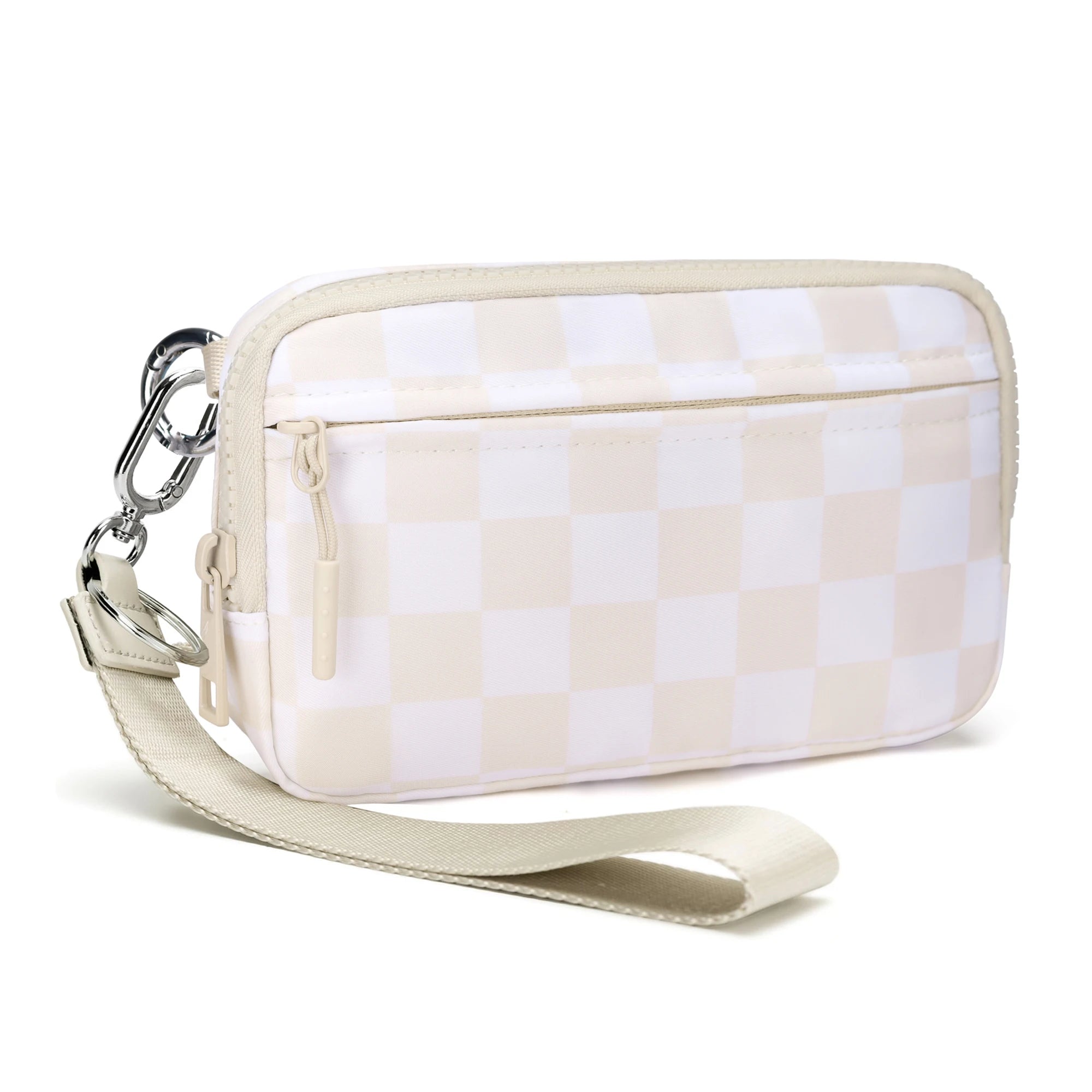 Women's Checkered Zip Around Wallet — Large Capacity Clutch with ID Window