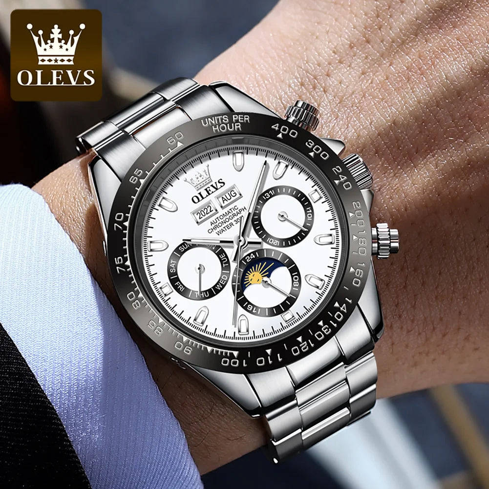 OLEVS 6654 Luxury Men's Watch — Automatic Mechanical Chronograph