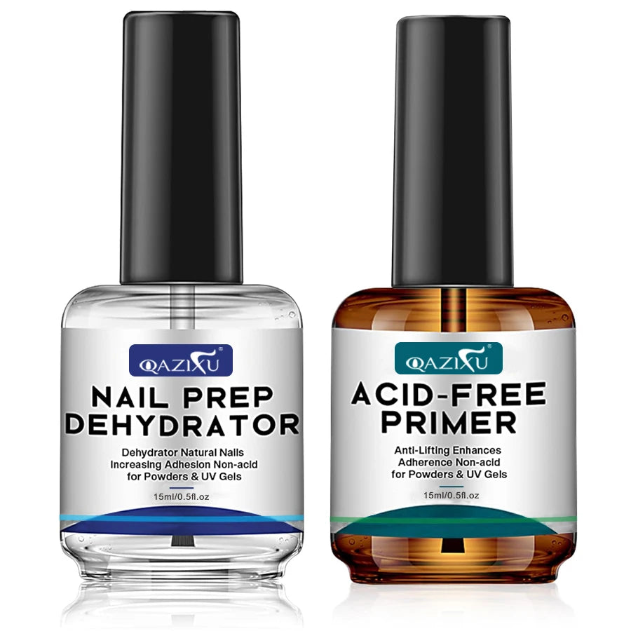 QAZIXU Nail Prep Dehydrator and Acid-Free Primer — Professional Manicure Base