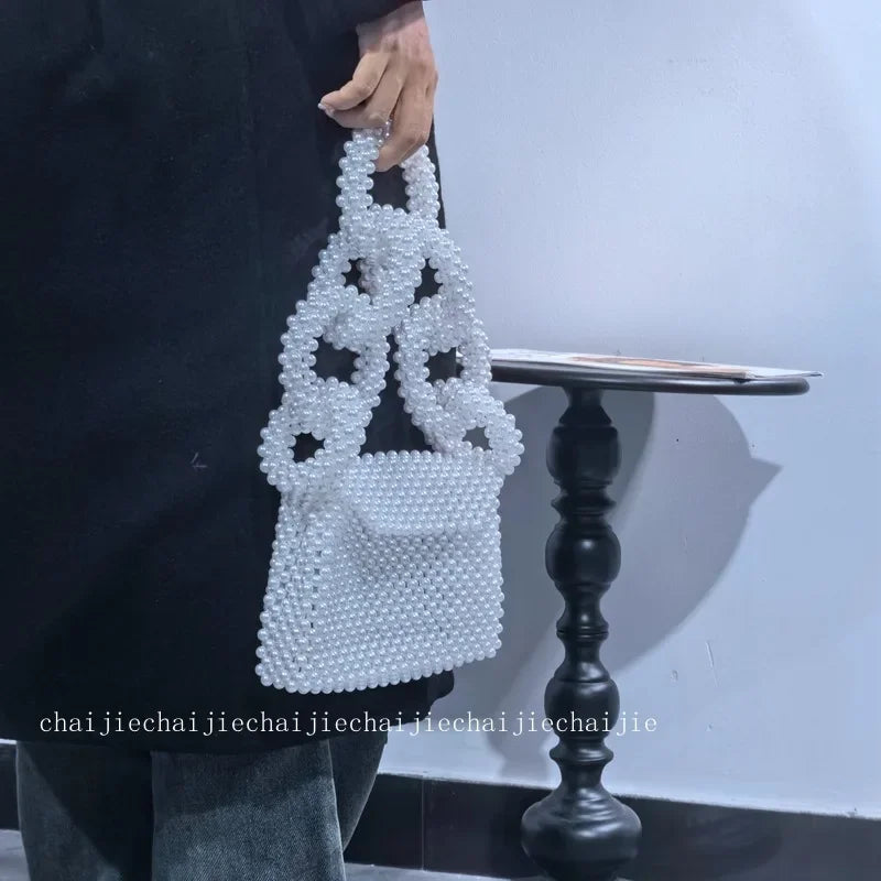 DKQWAIT Beaded Evening Clutch — Elegant Top-Handle Handbag for Parties