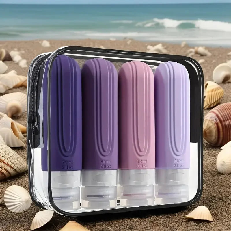 TECHOME Travel Toiletries Bottles — Leak Proof Silicone Refillable Containers