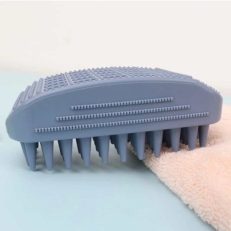 Silicone Pet Bath Brush — Ergonomic Grooming & Hair Removal Tool
