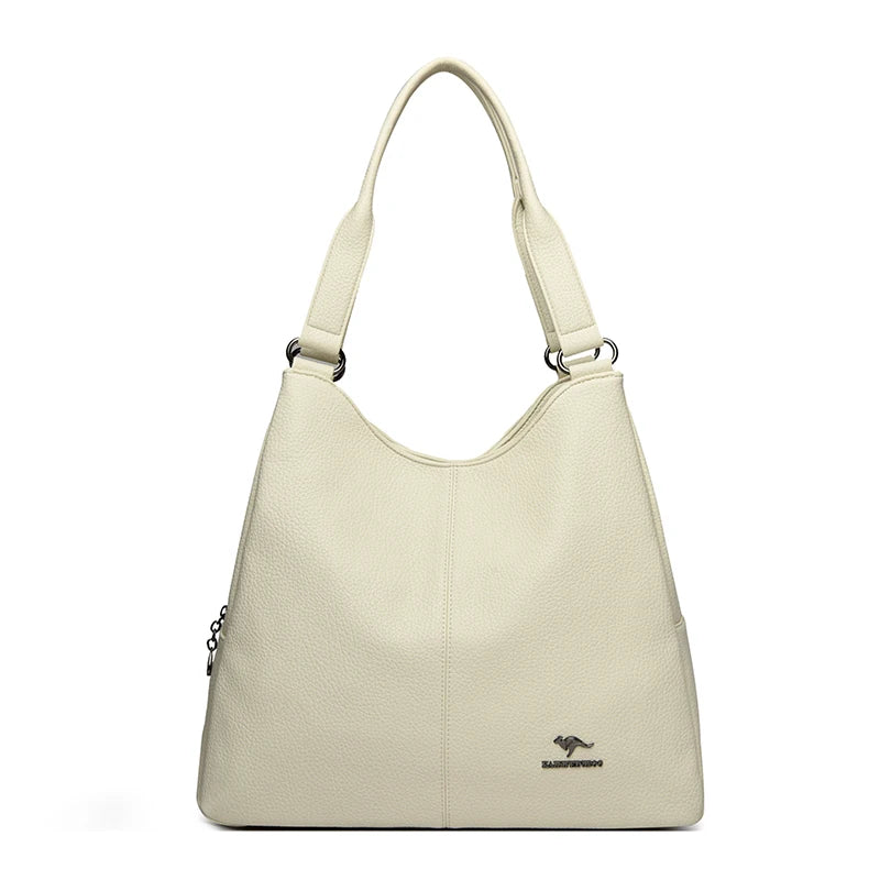 VANDERWAH Leather Top-Handle Hobo Bag — Large Capacity Fashion Tote