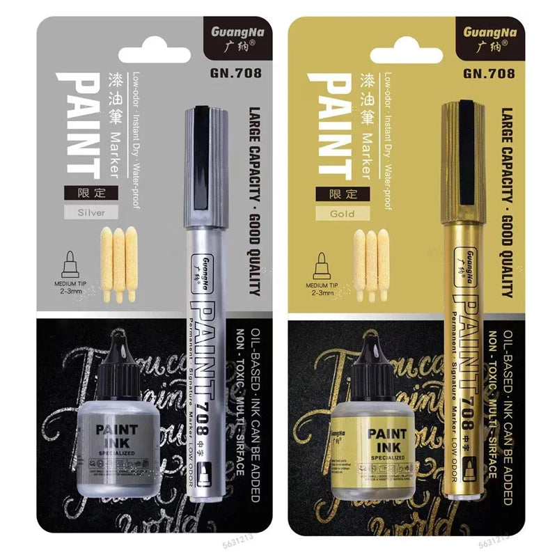 GN Metallic Paint Marker Pens — Permanent Oil-Based Art Set for DIY Crafts