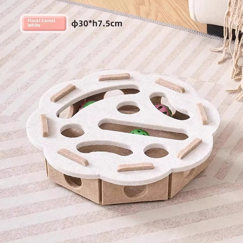 Interactive Felt Cat Puzzle Box — Indoor Exercise & Mental Stimulation Toy
