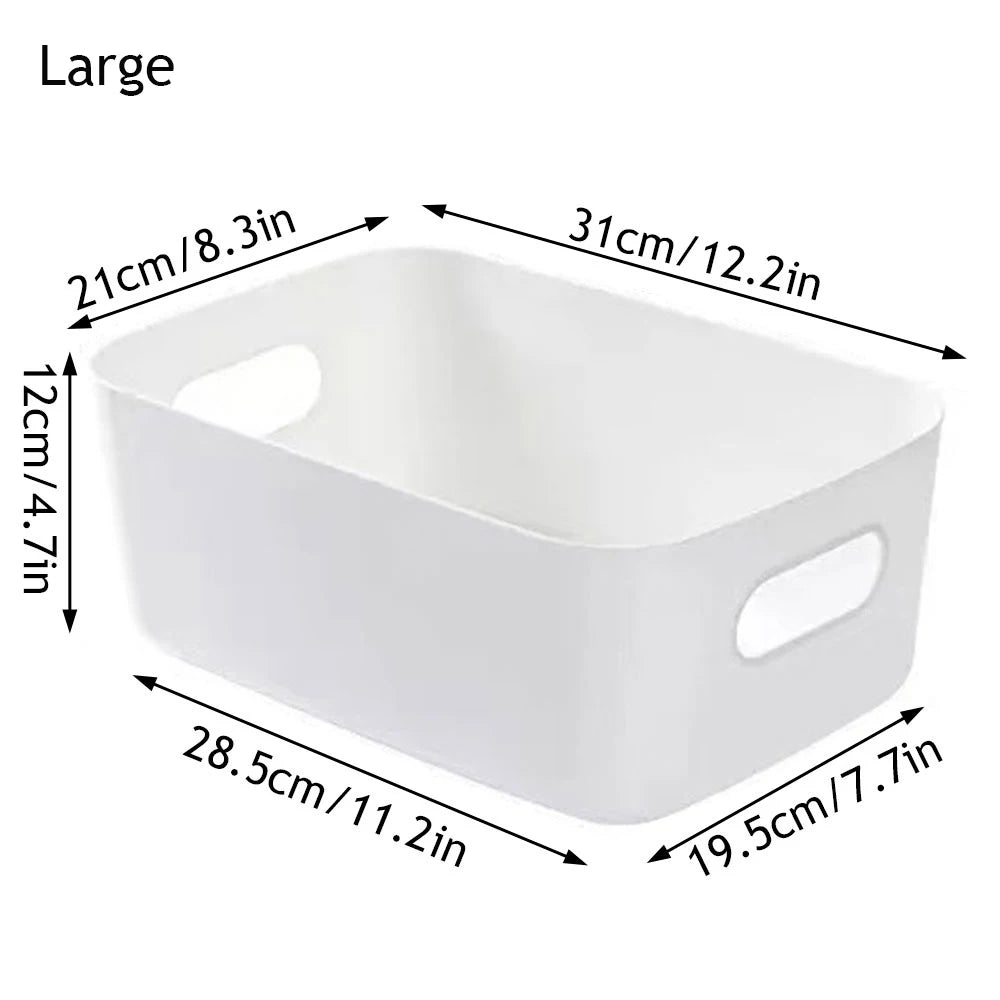 Multipurpose Plastic Storage Bin — Stackable Desktop Organizer with Handles
