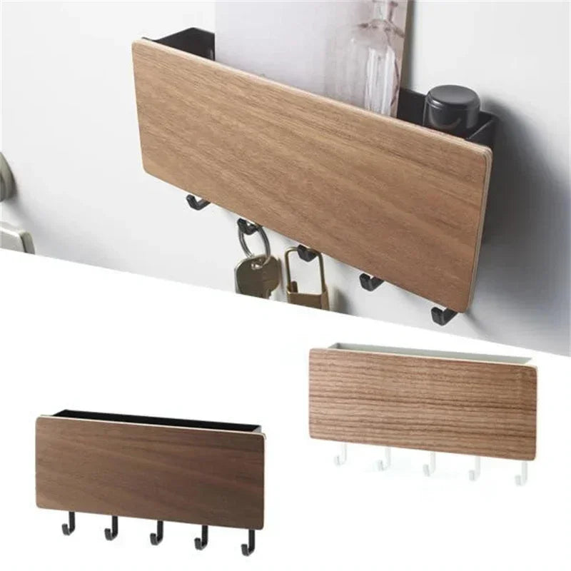 Bamboo Wall Key Hanger — Multi-Hook Organizer for Home Entryways