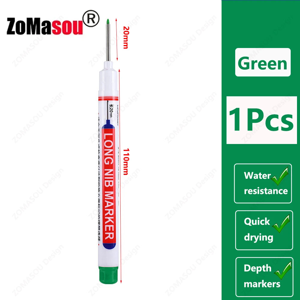 Deep Hole Marker Pen — Waterproof Long Head Woodworking Tool