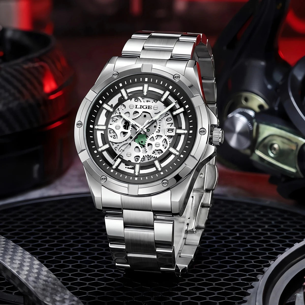 LIGE Men's Business Quartz Watch — Waterproof Stainless Steel with Luminous Hands