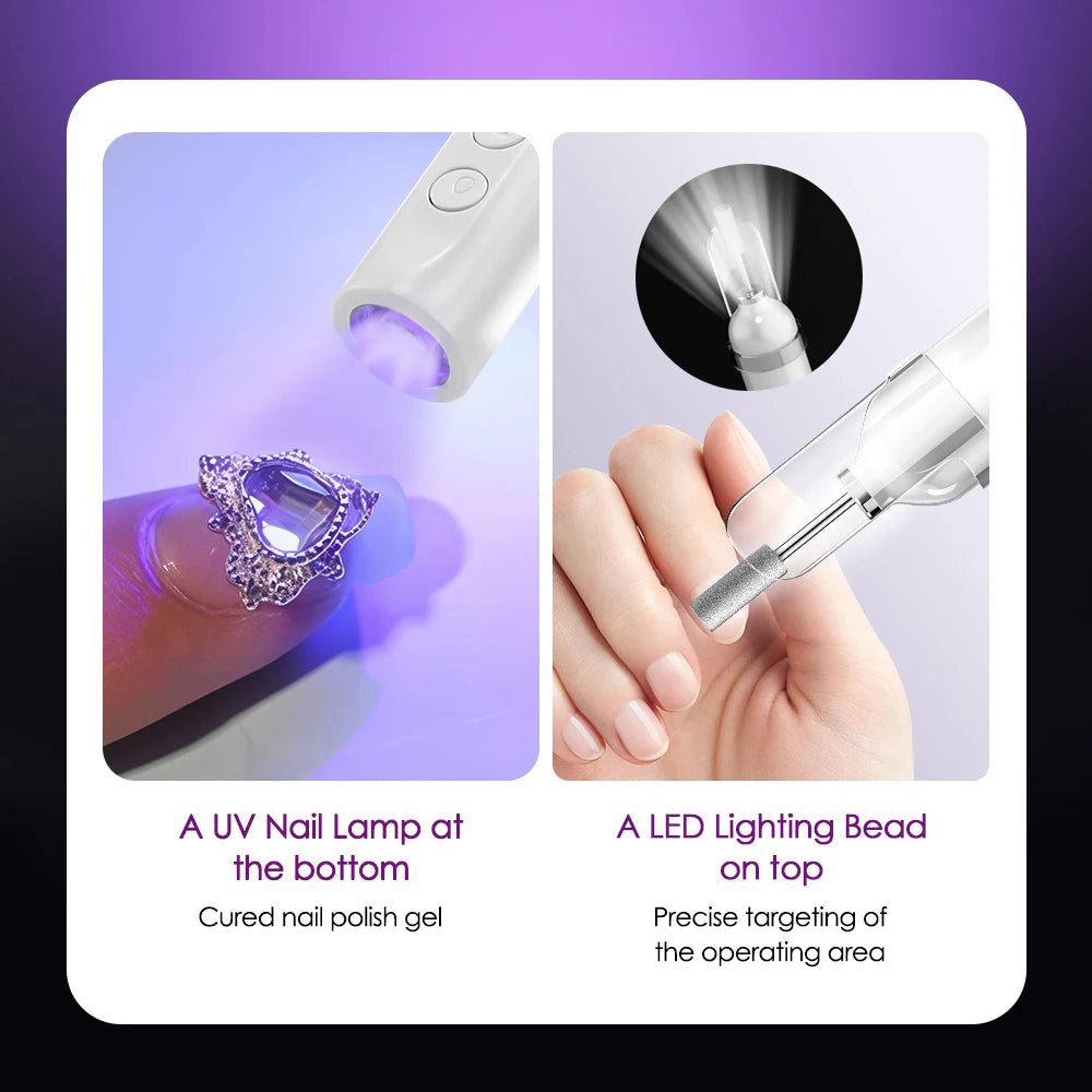 AFDEAL Electric Nail Drill Machine — Cordless Manicure Set with UV Lamp