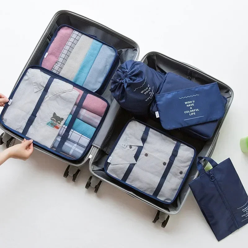 7-Piece Travel Packing Cube Set — Luggage Organizer & Shoe Storage