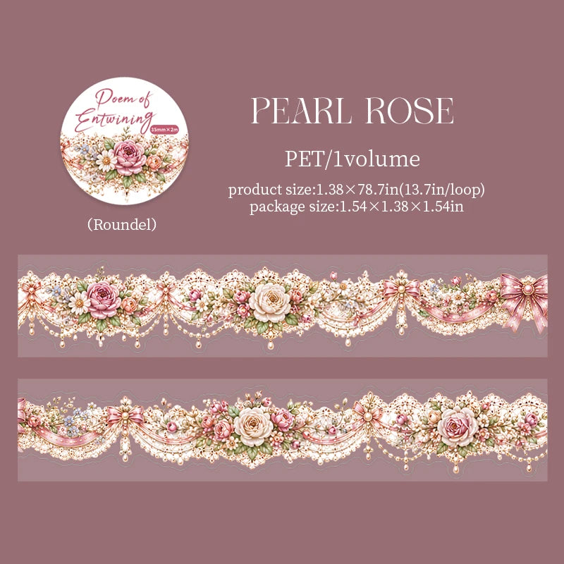 Floral Lace PET Washi Tape — Aesthetic Scrapbooking & Journal Decor