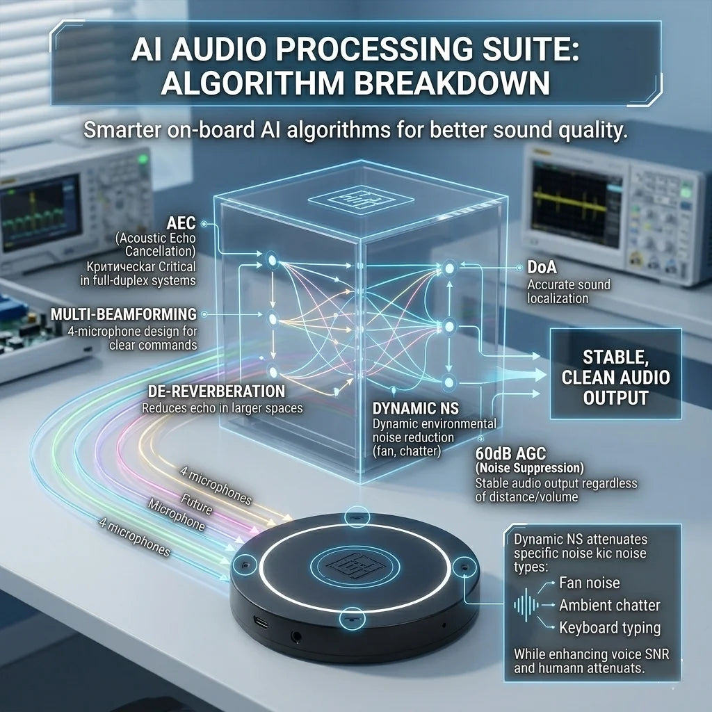 Seeed Studio XVF3800 USB Conference Microphone — 4-Mic Array with AI Audio