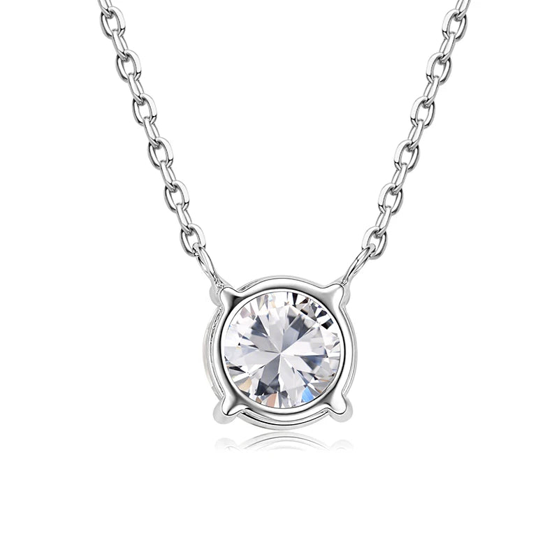 oxtao Moissanite Solitaire Necklace — 1CT D Color VVS1 Sterling Silver Jewelry