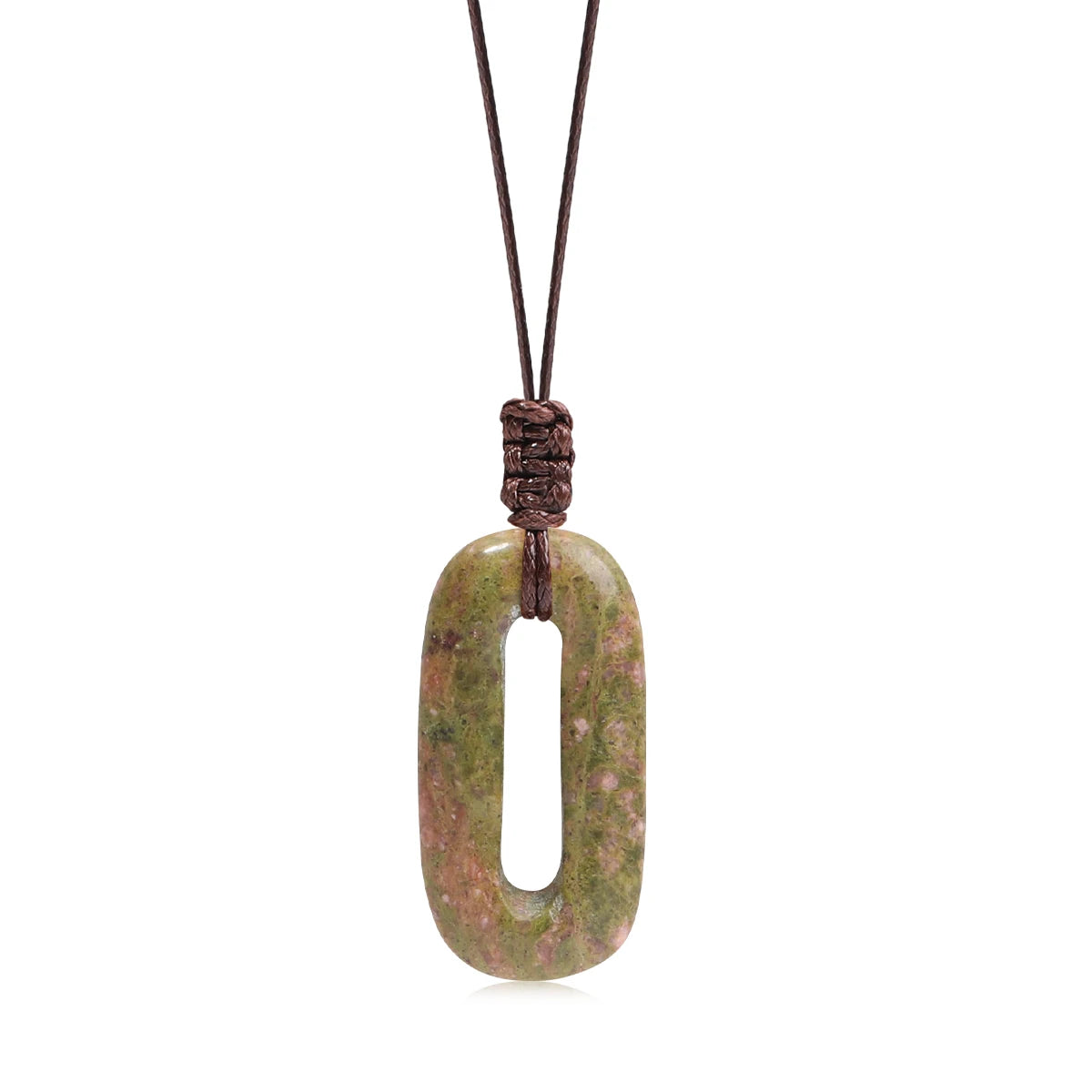 Natural Gemstone Circle Pendant — Ethnic Style Crystal Necklace