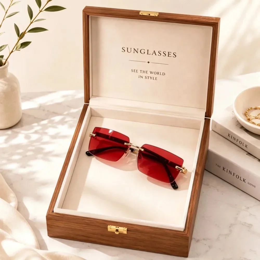 Z&L HOUSE Frameless Rectangular Sunglasses Set — 10-Piece Elegant Accessory Pack