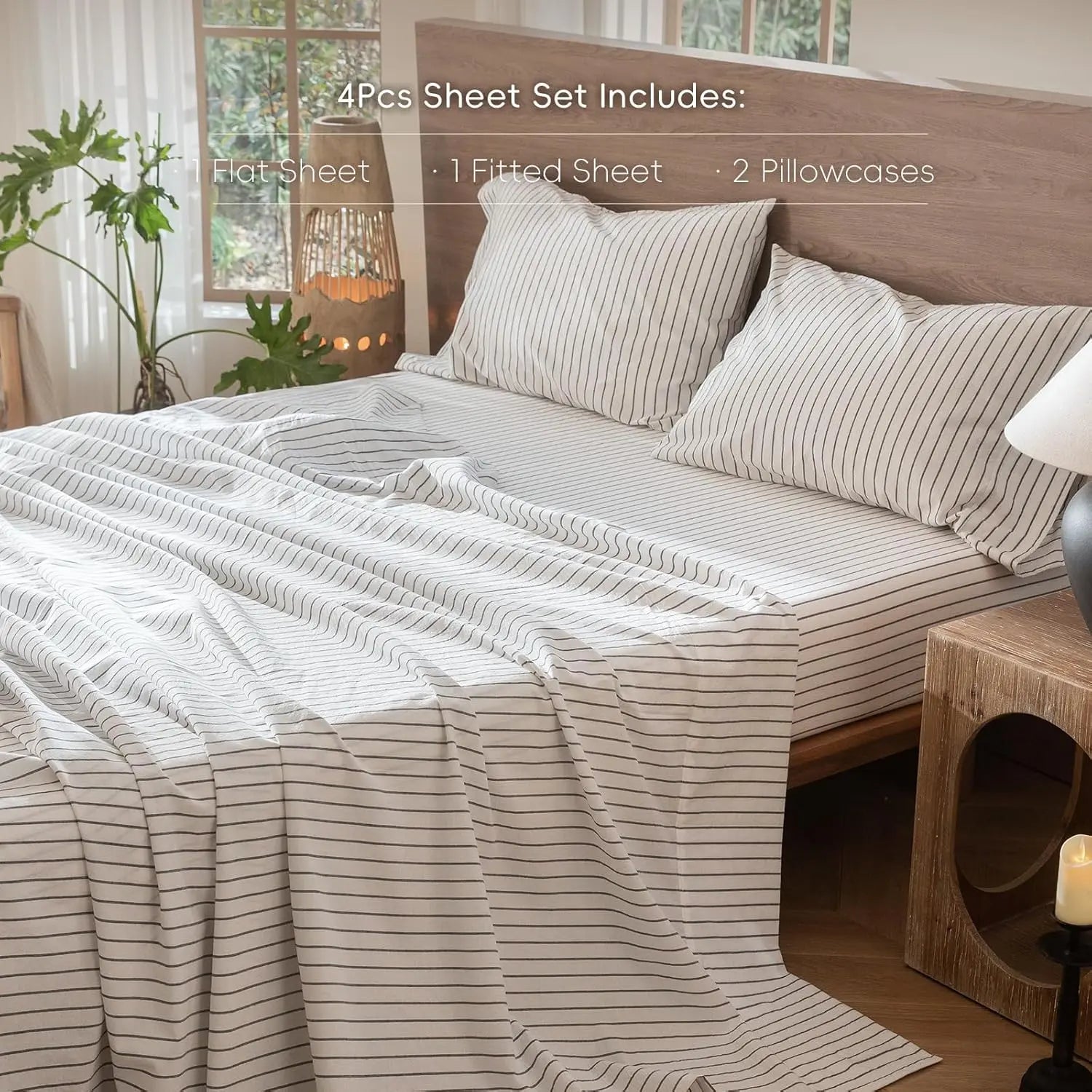 Pure Linen Bed Sheet Set — Breathable 4-Piece Flax Bedding Collection