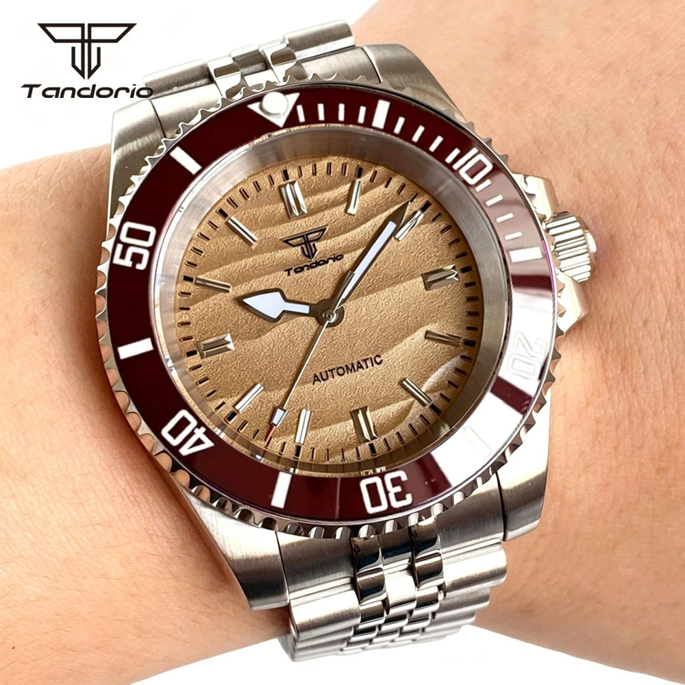 Tandorio Men's Automatic Watch — 40mm Stainless Steel with Sand Dune Dial