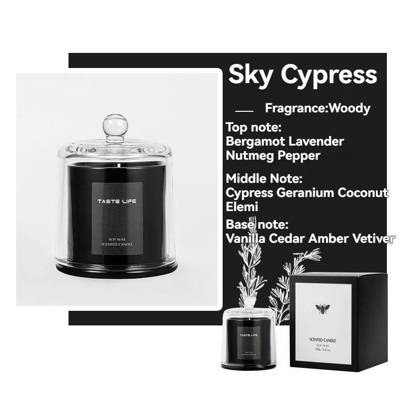 Premium Soy Wax Scented Candle — Aromatherapy with Glass Cloche