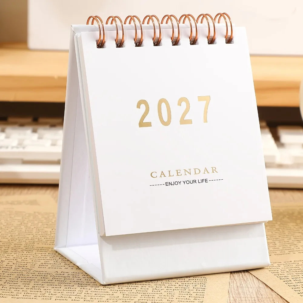2027 Monthly Mini Desk Calendar — Compact Standing Planner for Home or Office