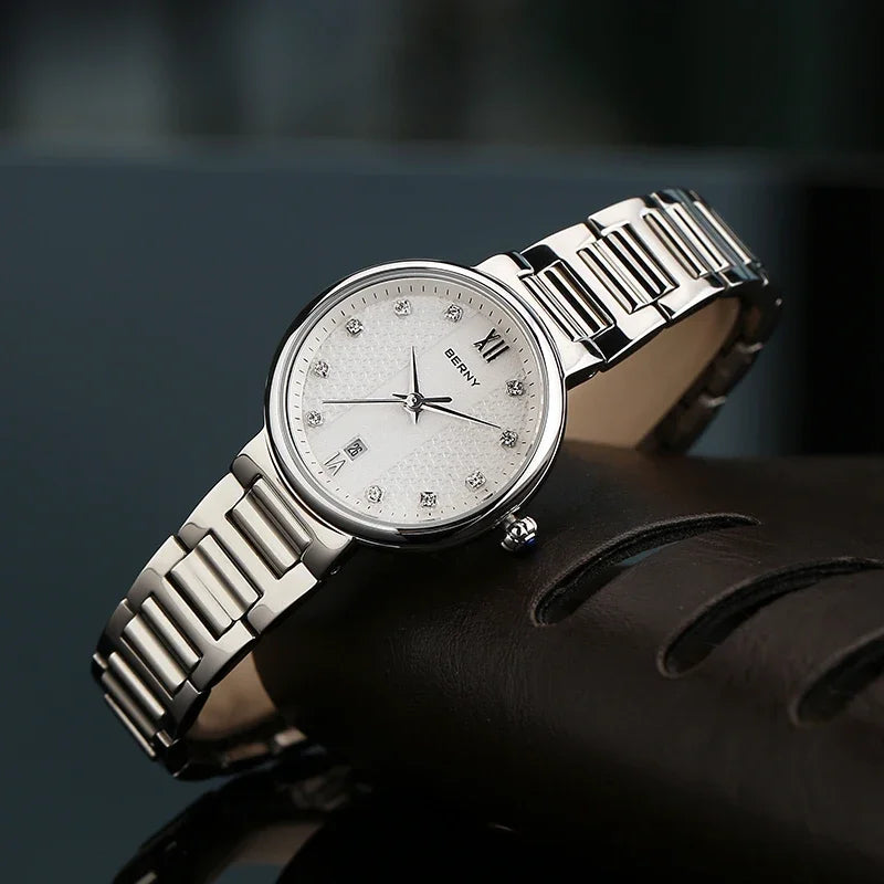 BERNY Women's Fashion Quartz Watch — Diamond Accents & Sapphire Glass