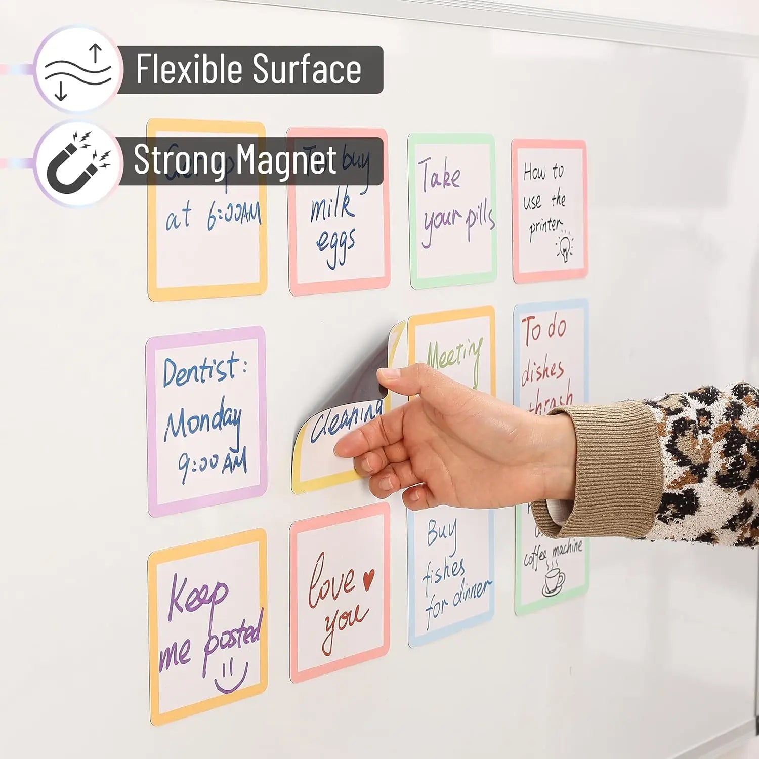 Erasable Magnetic Labels — Reusable Color Note Set for Whiteboards