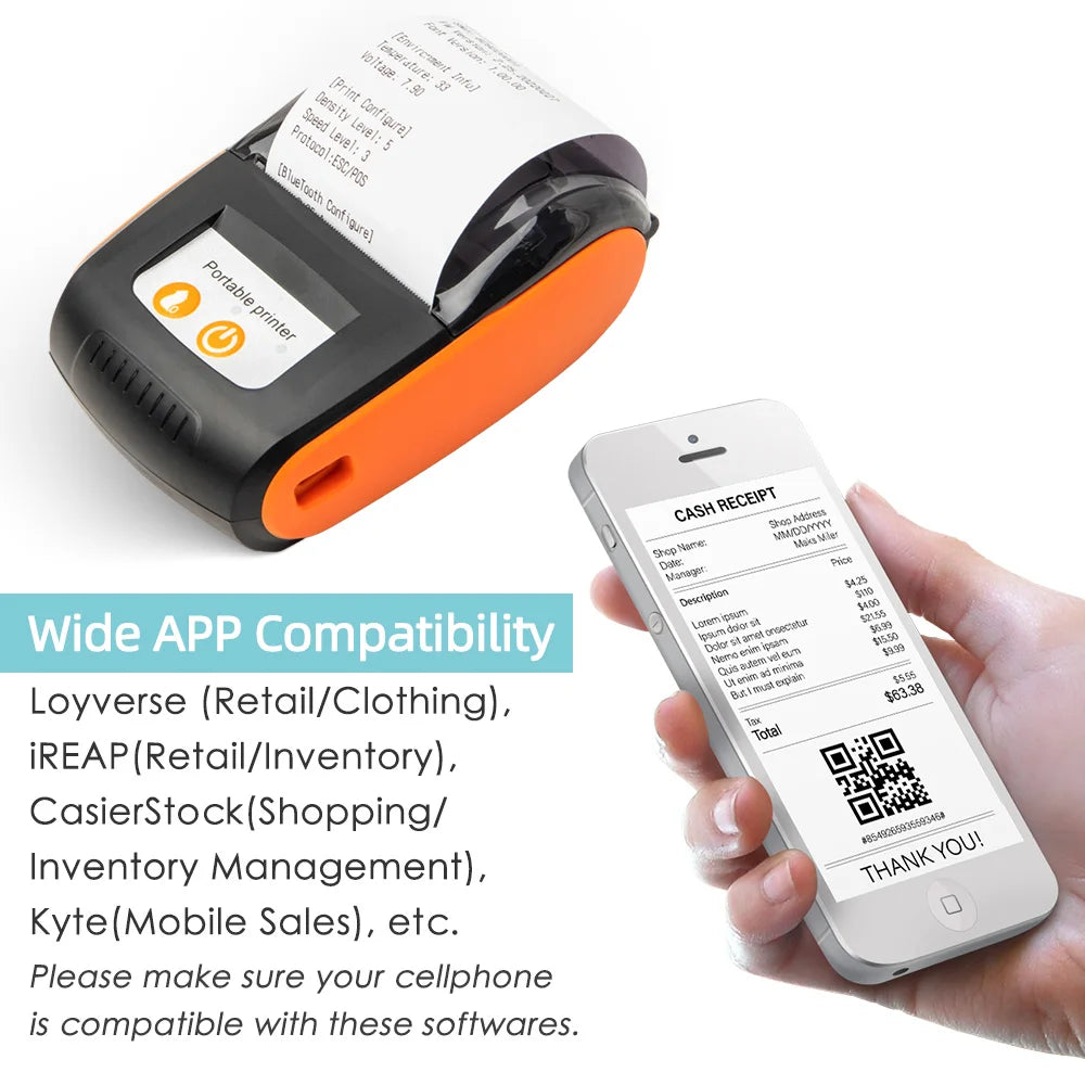 Mini Thermal Receipt Printer — Wireless Bluetooth & USB Mobile Printer