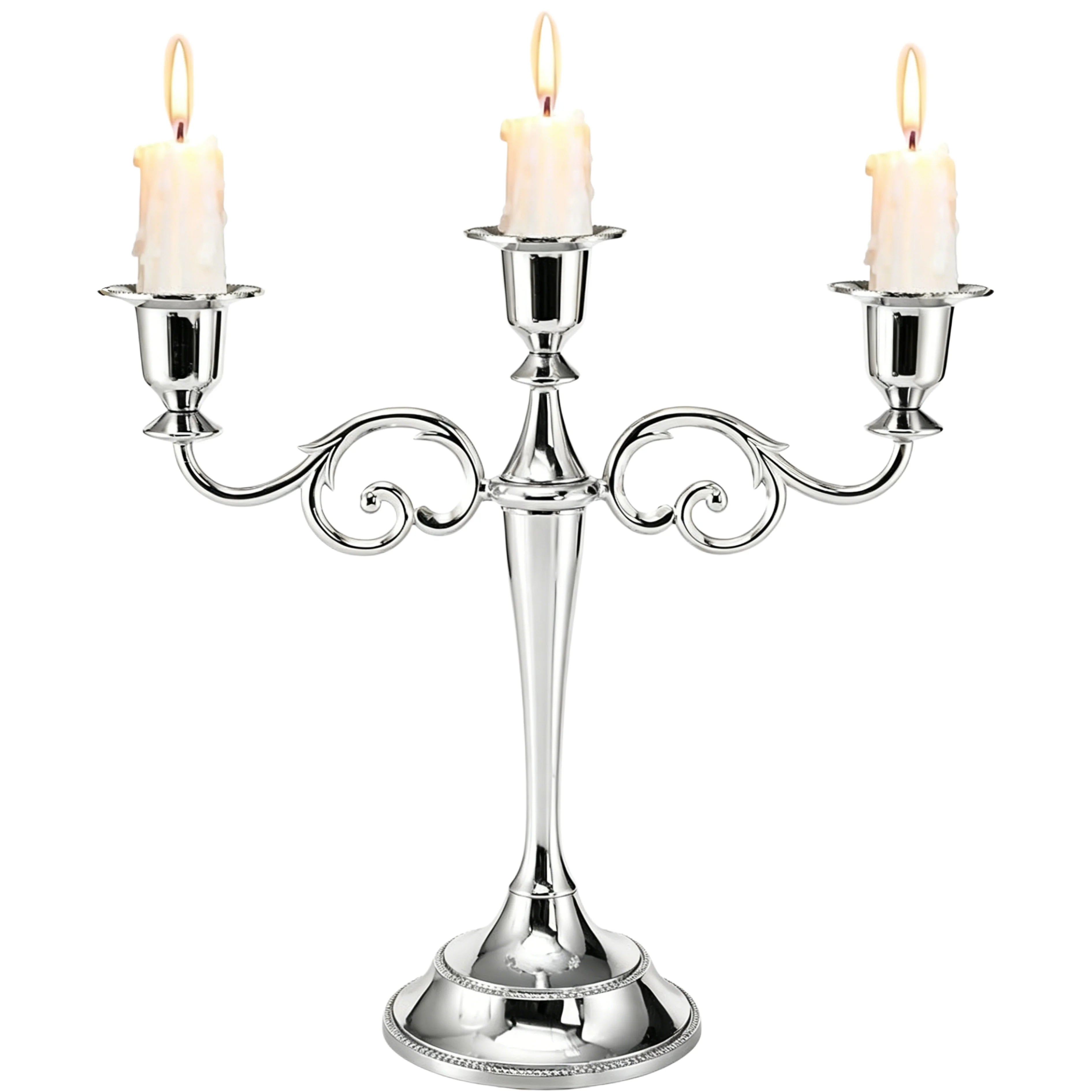 Vintage Scroll 3-Arm Metal Candelabra — Elegant Taper Candle Stand
