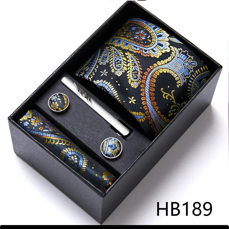 VanGise Men's Necktie Set — Business Tie, Cufflinks, and Pocket Square Kit