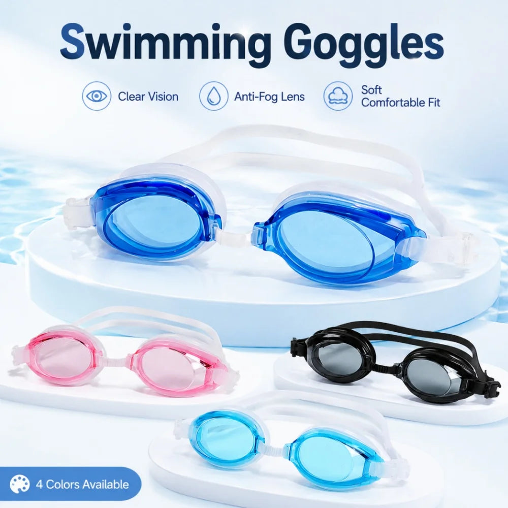 HD Vision Swimming Goggles — Anti-Fog Silicone Eye Cups & Adjustable Strap