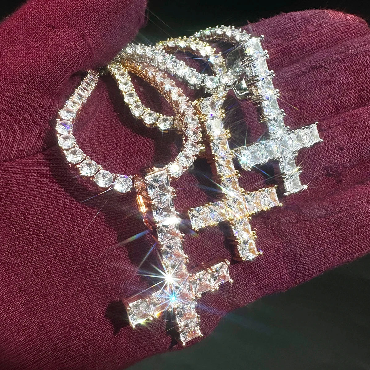 Aokaishen Cross Pendant Necklace — Hip Hop Iced Out Jewelry for Women