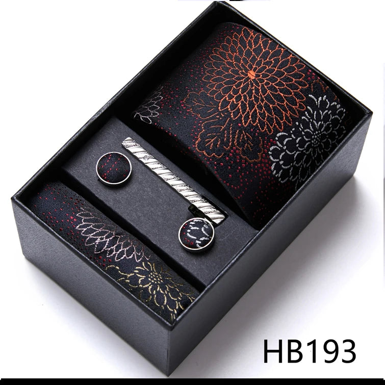 VanGise Men's Necktie Set — Business Tie, Cufflinks, and Pocket Square Kit