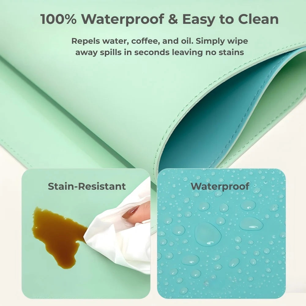 NULOXO PU Leather Desk Mat — Waterproof Office Blotter & Mouse Pad