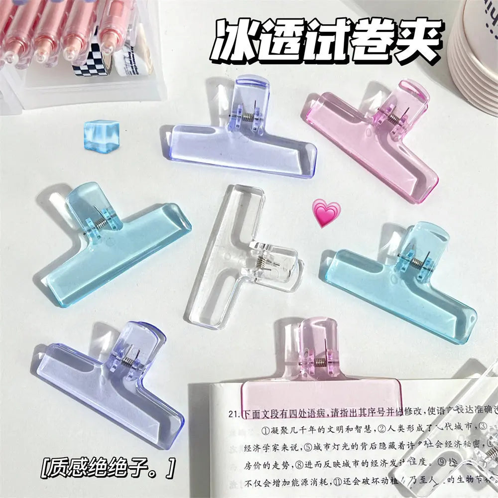 Transparent Binder Clips — Large Clear Document Clamps for School & Office