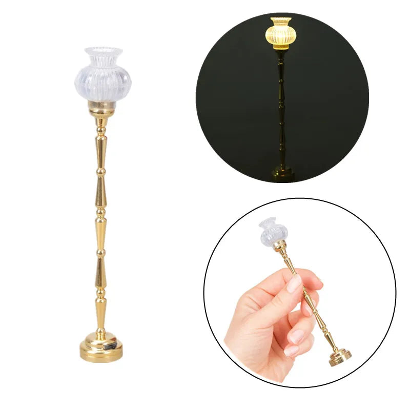 Miniature Dollhouse Table Lamp — Modern Bedside Reading Light Decor