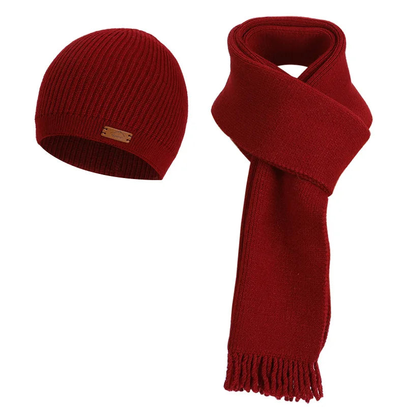 KINIJA Women's Winter Knit Set — Warm Plush Hat, Scarf & Gloves
