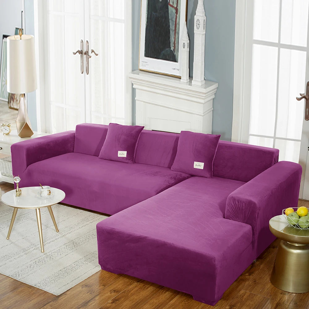 airldianer Velvet Sofa Cover — Luxury Elastic Slipcover for L-Shaped & Sectional Sofas