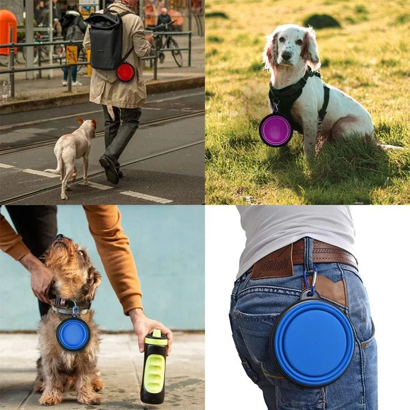 Portable Silicone Pet Feeder — Collapsible 2-in-1 Water and Food Dispenser
