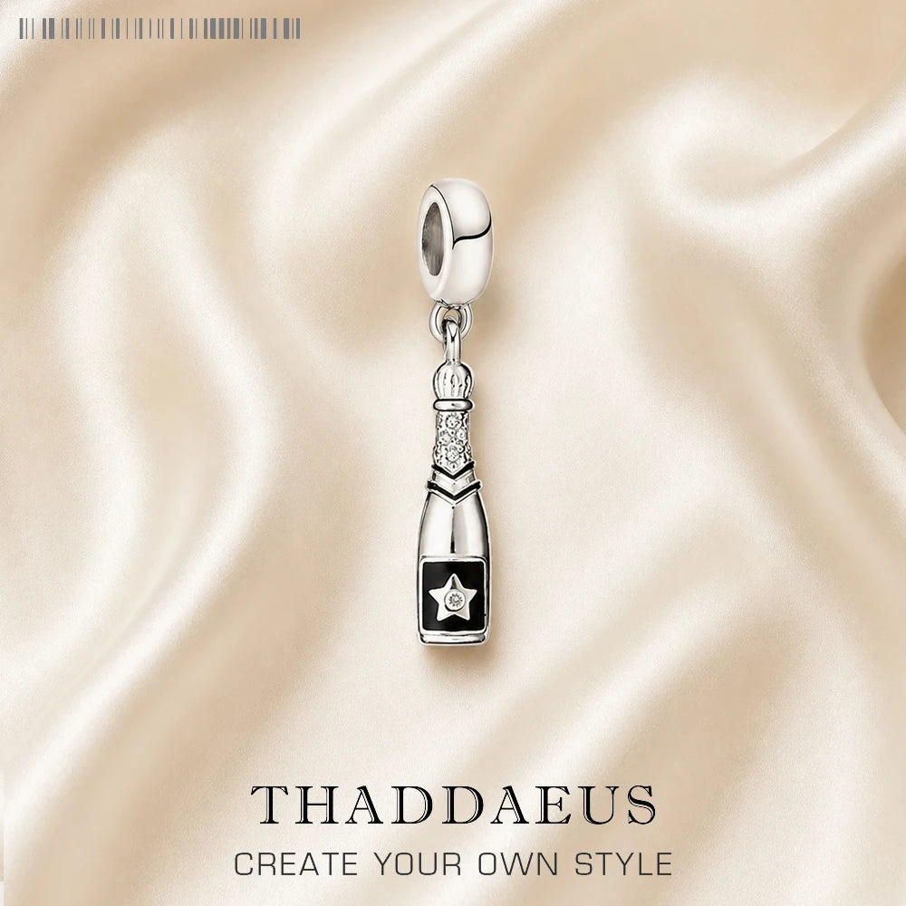 Thaddaeus Beer Theme Sterling Silver Charm — Cute Food & Beverage Pendant