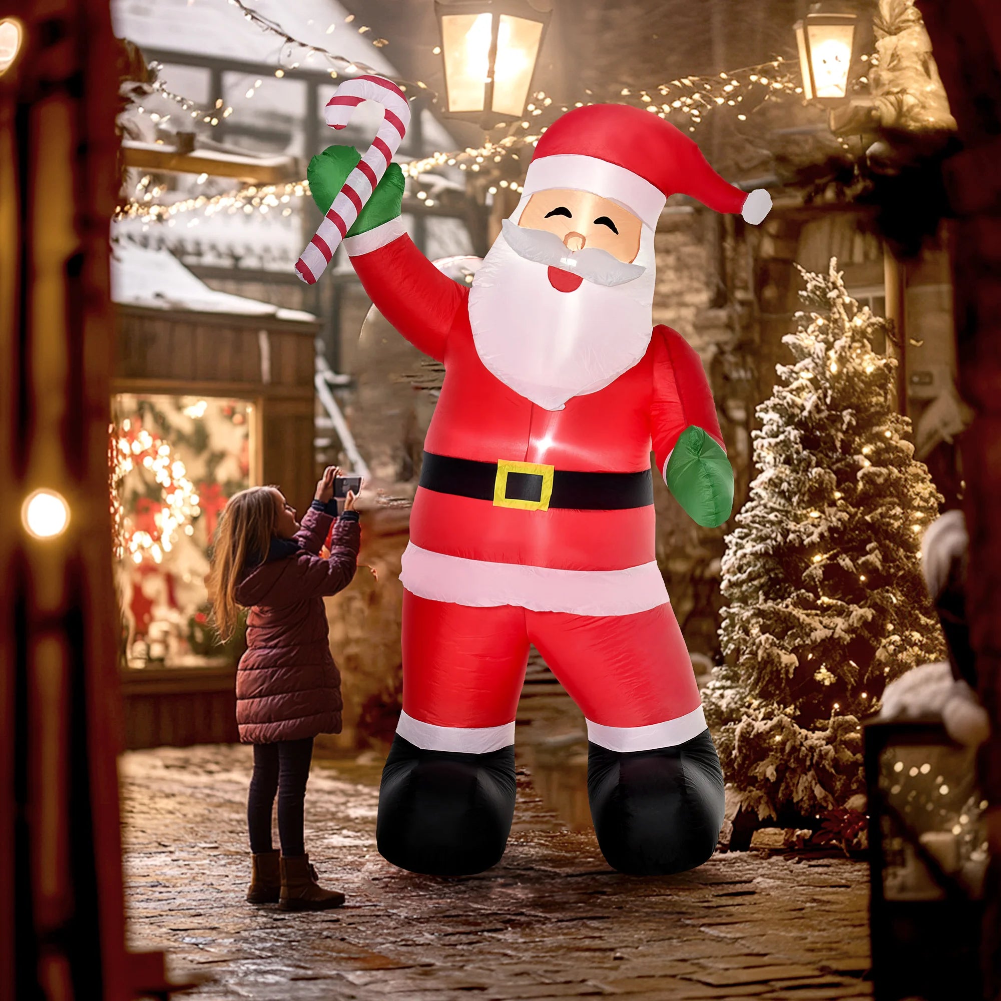 HOMCOM 8' Inflatable Santa Claus — Festive Outdoor Holiday Decor with LED Lights