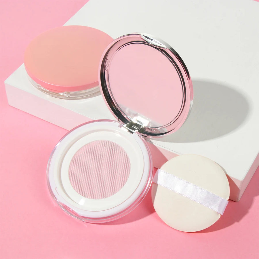 Portable Loose Powder Compact — Refillable Makeup Case with Mirror