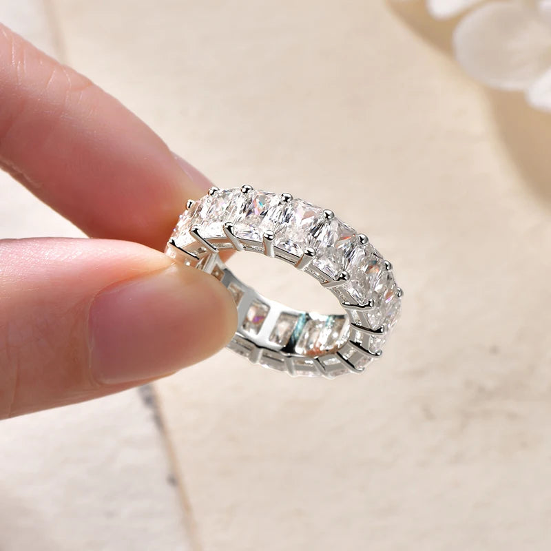 Lnngy Radiant Cut Moissanite Eternity Ring — 14k Gold Filled Wedding Band