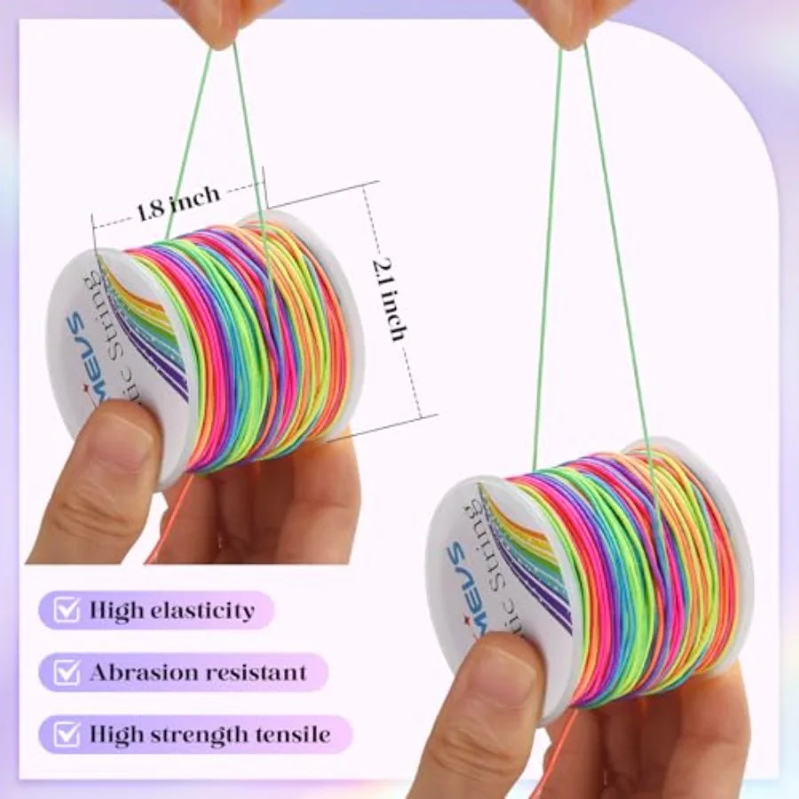 Rainbow Elastic String — 1mm Sturdy Stretchy Cord for Jewelry Making